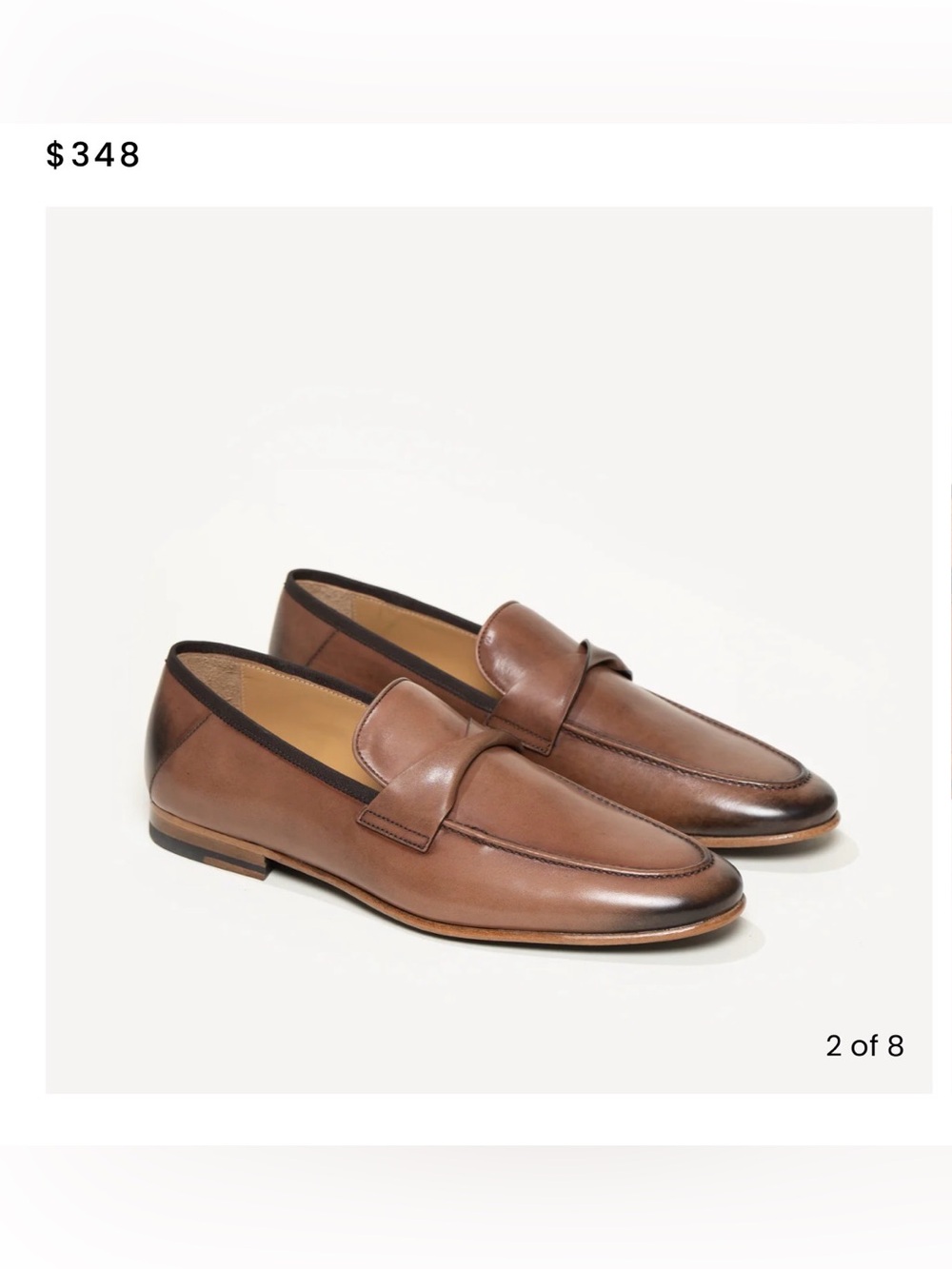 M. Gemi Tan Brown Leather Penny Loafers Size US 8.5/EU 41.5.
Made in Italy